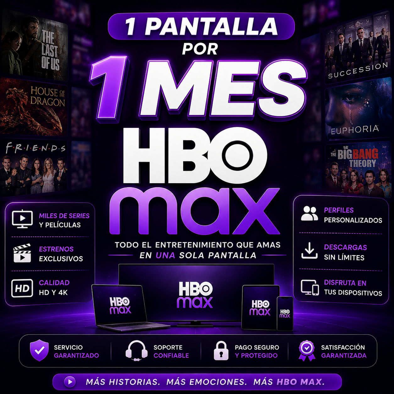 HBO MAX (1 PANTALLA, 1 MES)