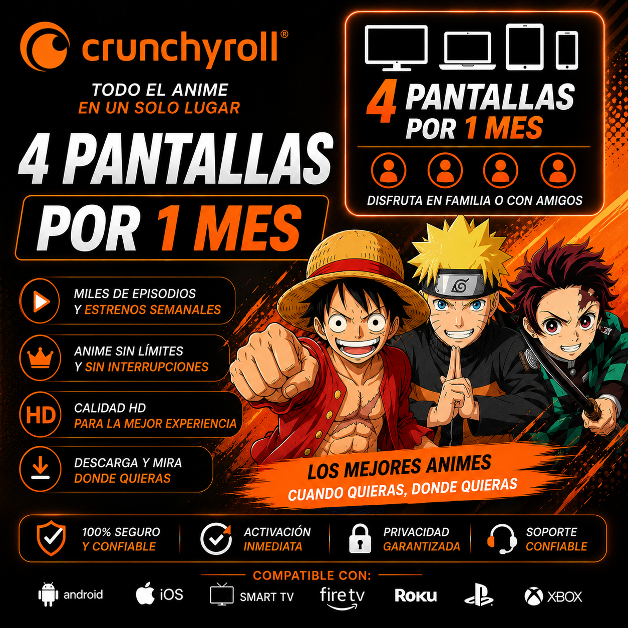 CRUNCHYROLL COMPLETA (1 MES)