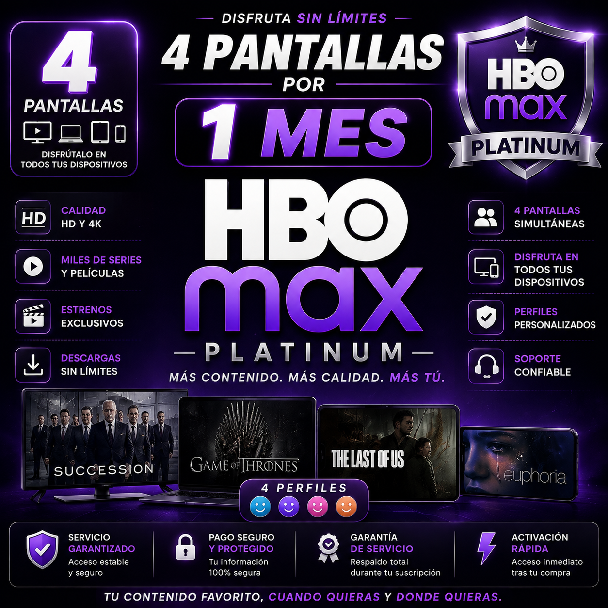 HBO MAX PLATINUM COMPLETA (1 MES)